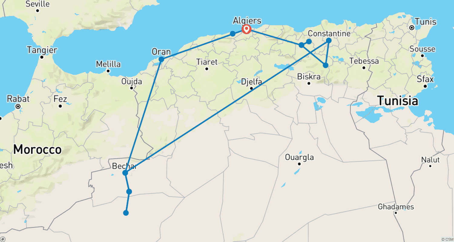 Mapa trasy: Sekrety Algierii