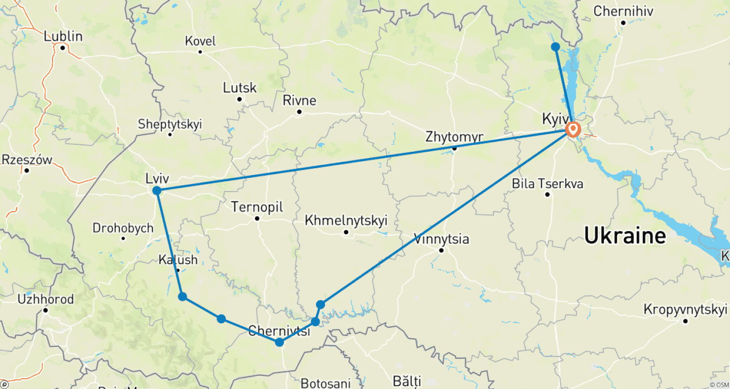 Mapa trasy: Dzika Ukraina