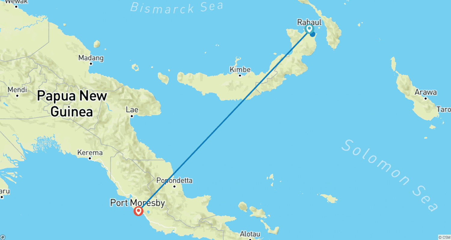 Mapa do percurso de Festival das Máscaras de Rabaul