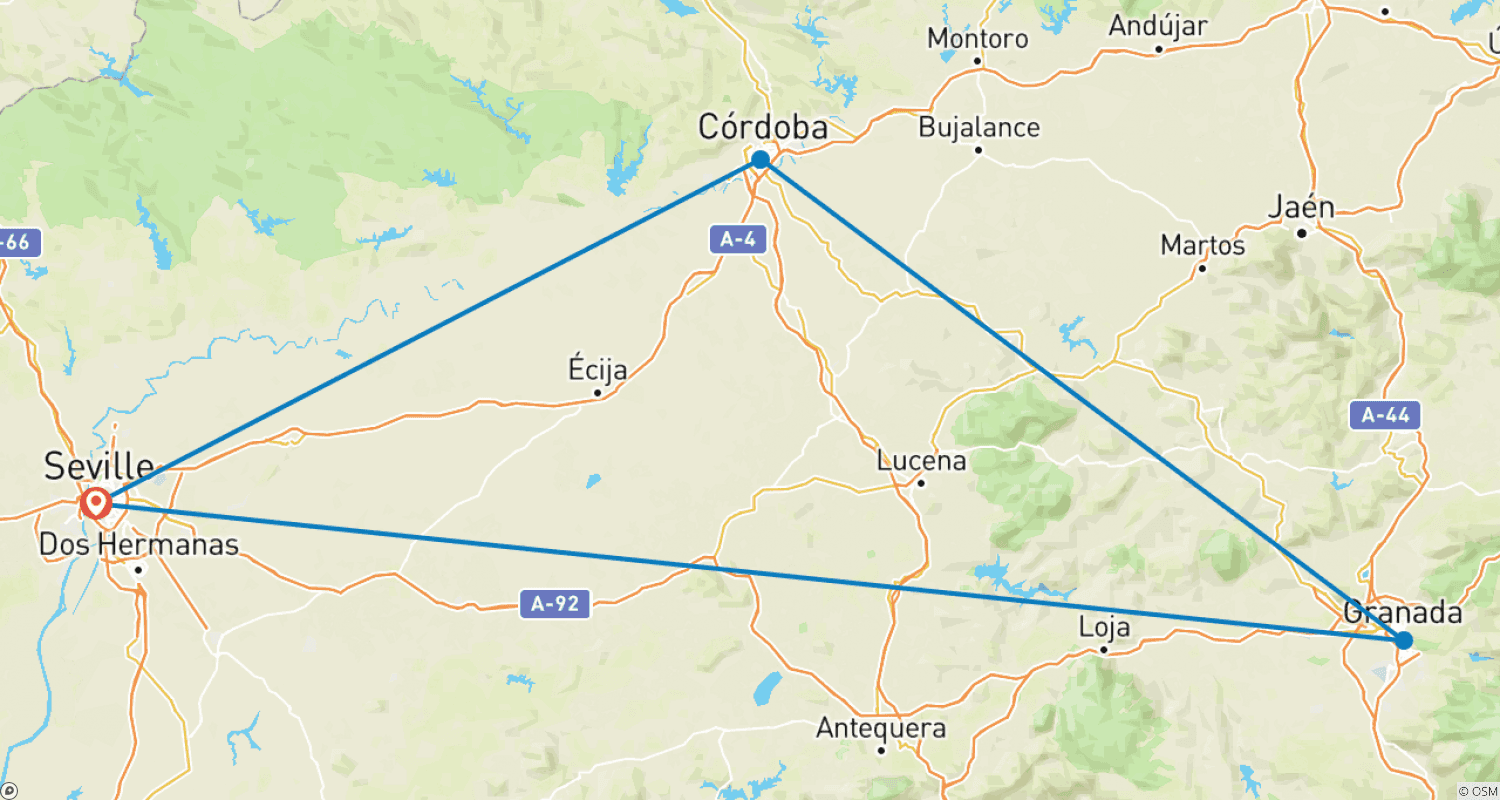 Mapa do percurso de O Melhor da Andaluzia, Autoguiada