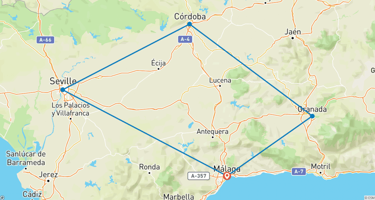 Mapa do percurso de Andalusia Essentials, Self-drive