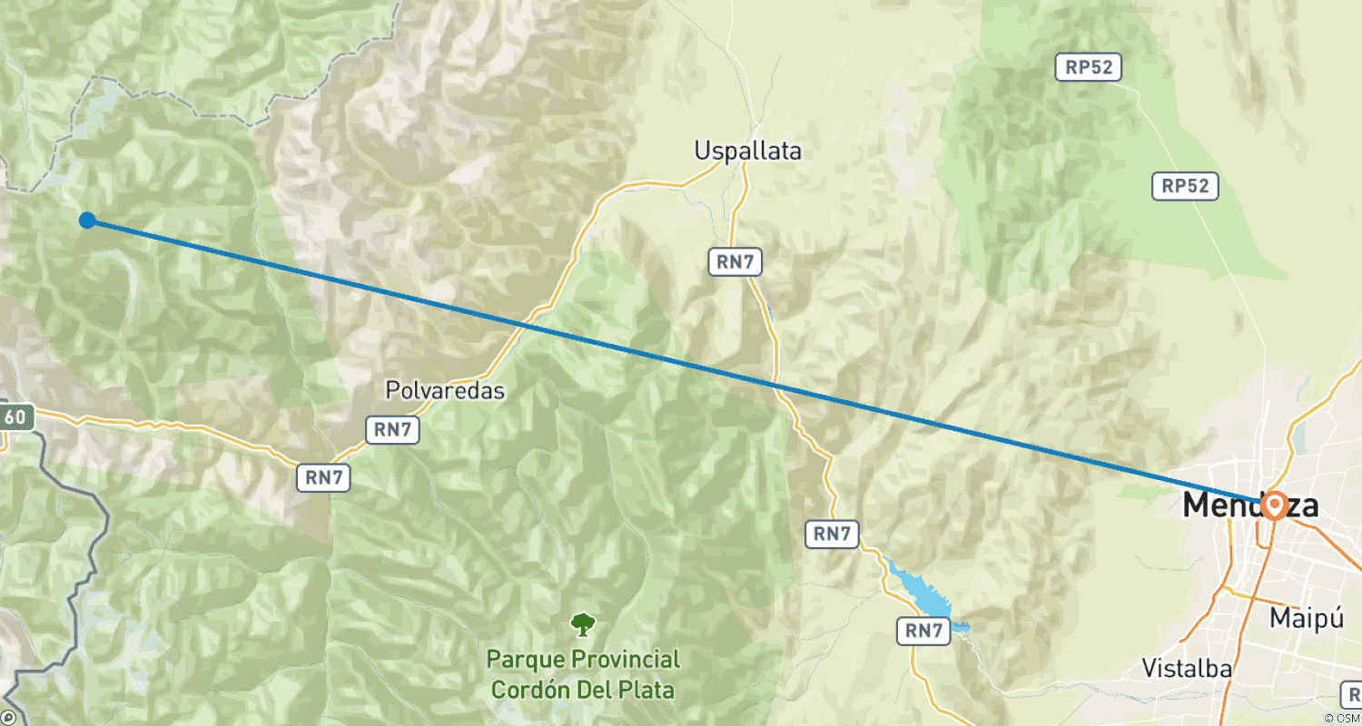 Mapa trasy: Aconcagua Ściana Południowa: Trekking do Plaza Francia
