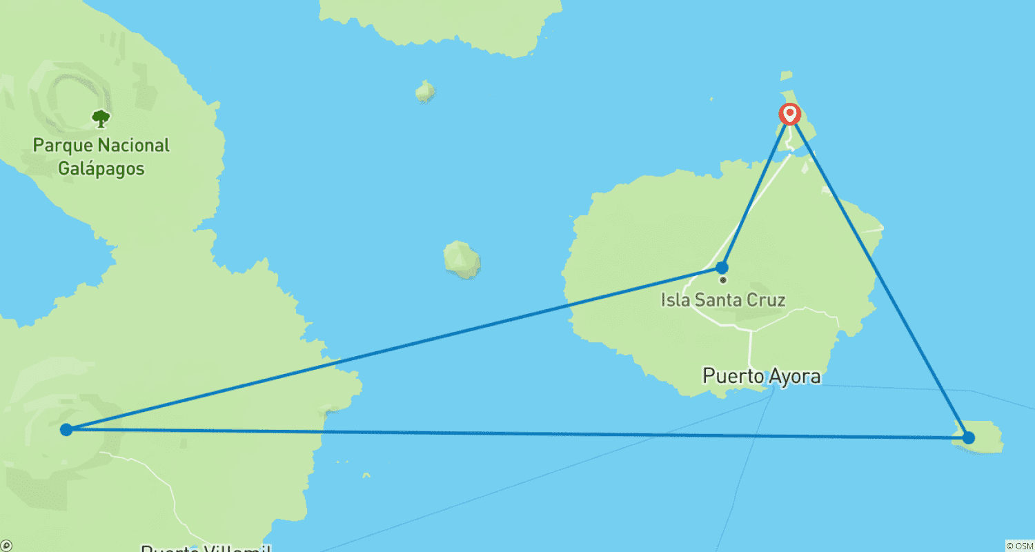 Mapa trasy: 5-dniowa ekspedycja po Galapagos