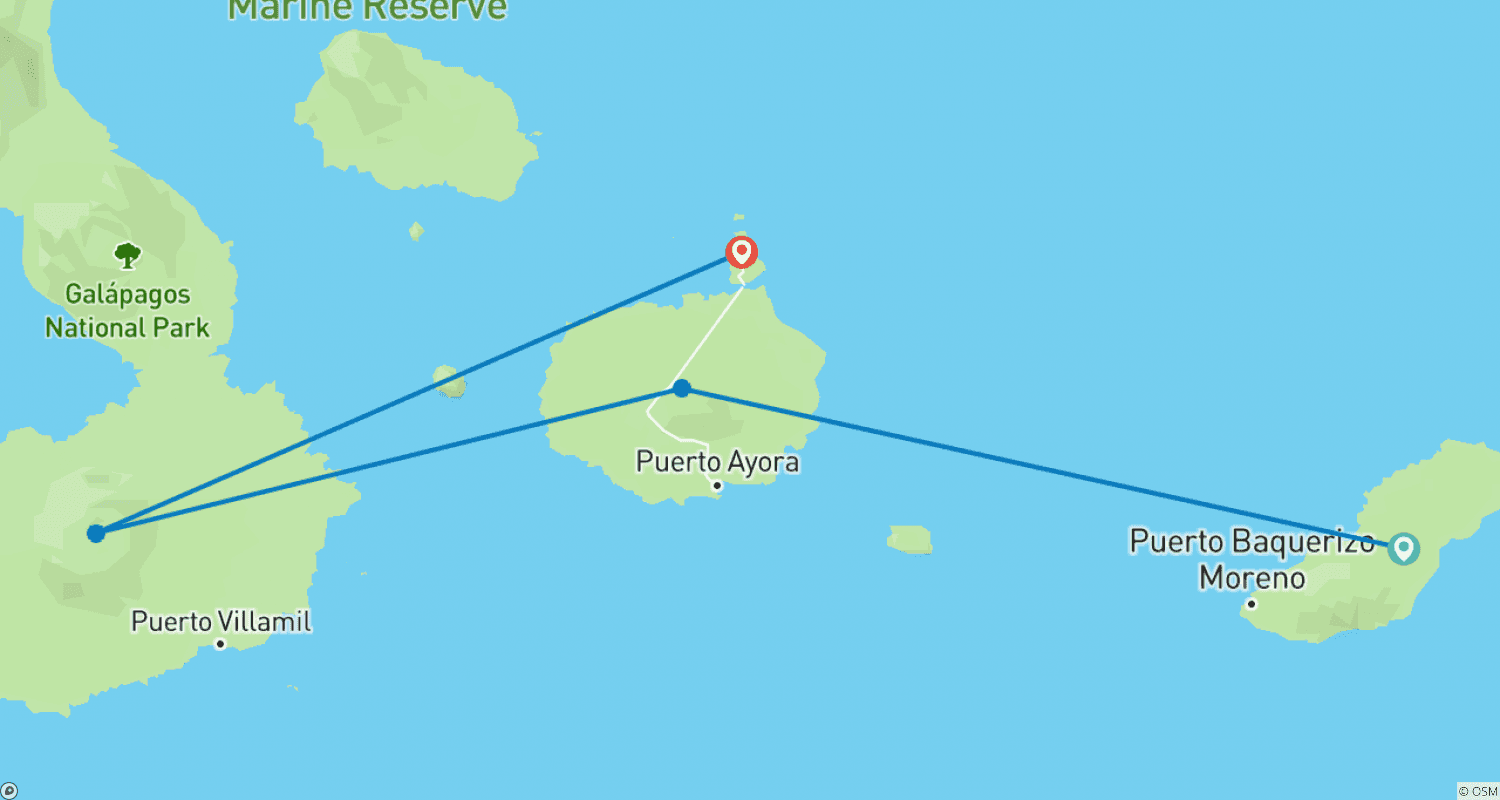 Mapa do percurso de 8 Dias Multiesportivo em Galápagos