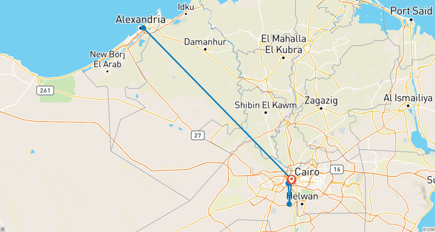 Mapa trasy: Istotny Egipt: Kair, Giza, Aleksandria, 5 dni