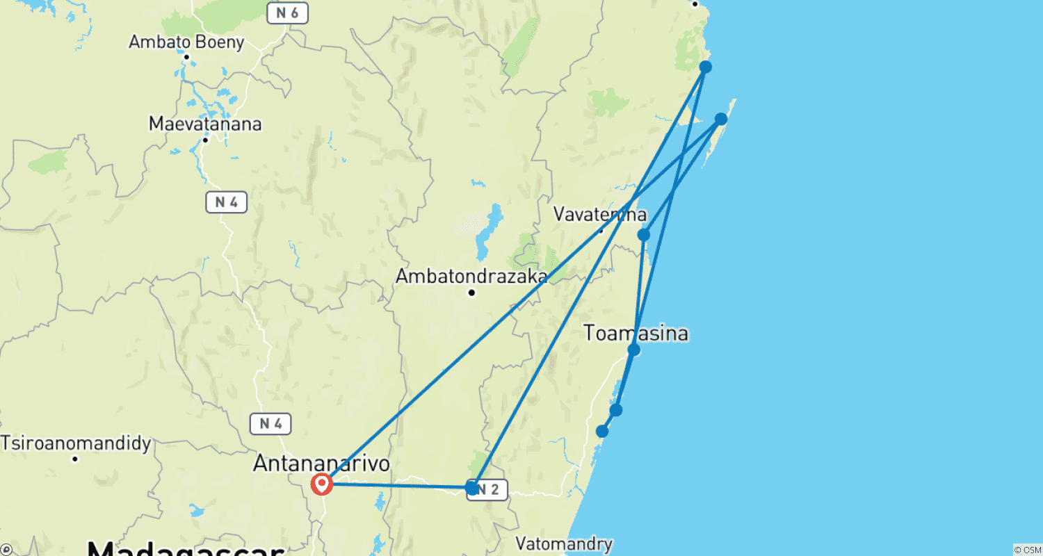 Mapa trasy: Wschodni skarb Madagaskaru