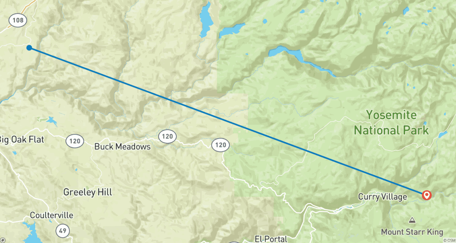 Mapa trasy: Najlepsza wycieczka po Yosemite