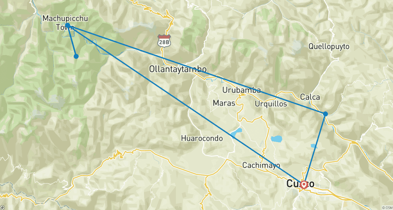 خريطة مسار Huchuy Qosqo Trek to Machu Picchu 3 Days 2 nights