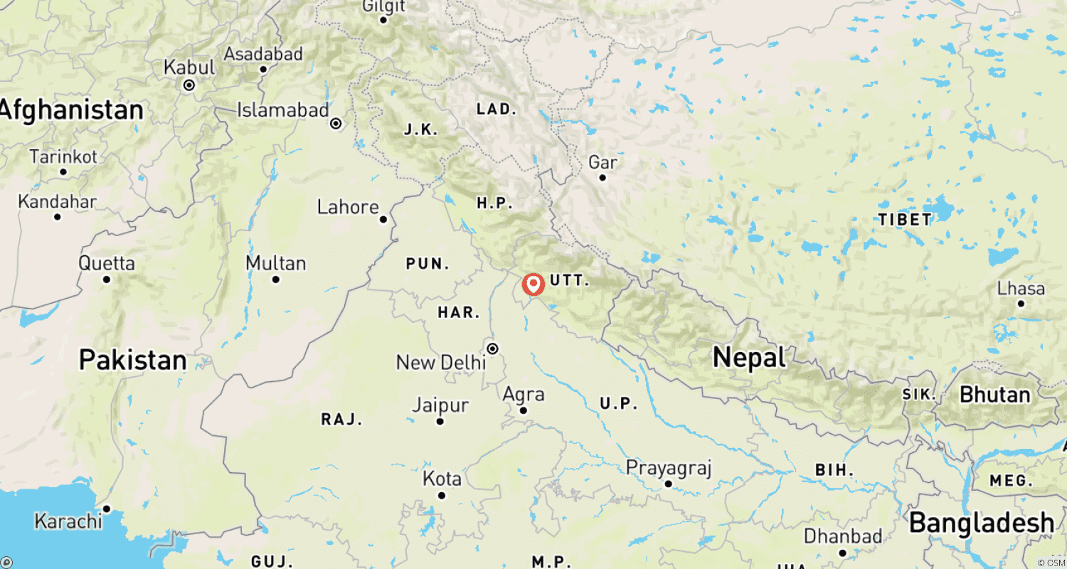 Mapa do percurso de Treinamento de 200 Horas para Professores de Yoga Certificado pela Yoga Alliance em Rishikesh, Índia