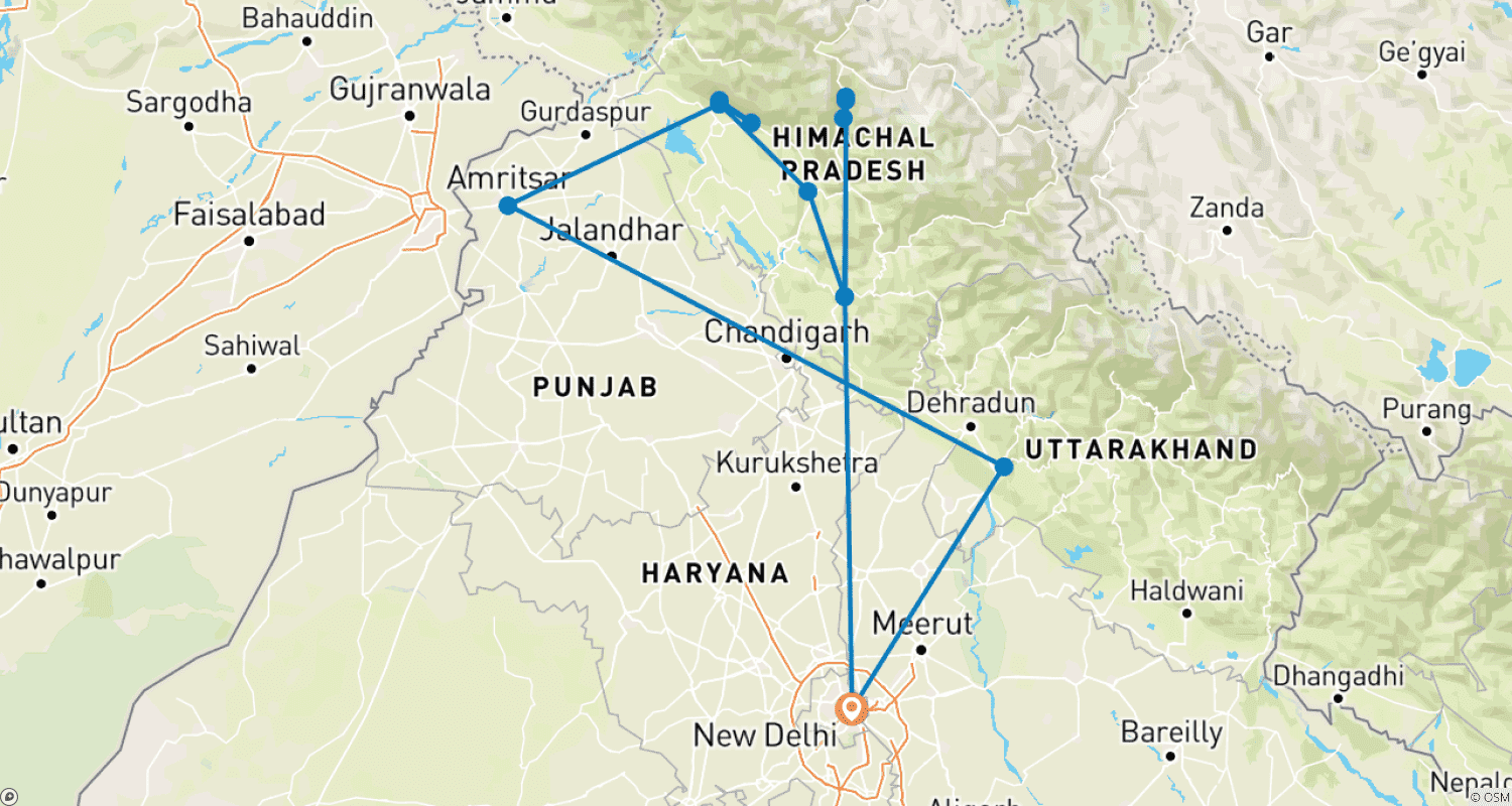Mapa trasy: Shimla Dharamshala Tour