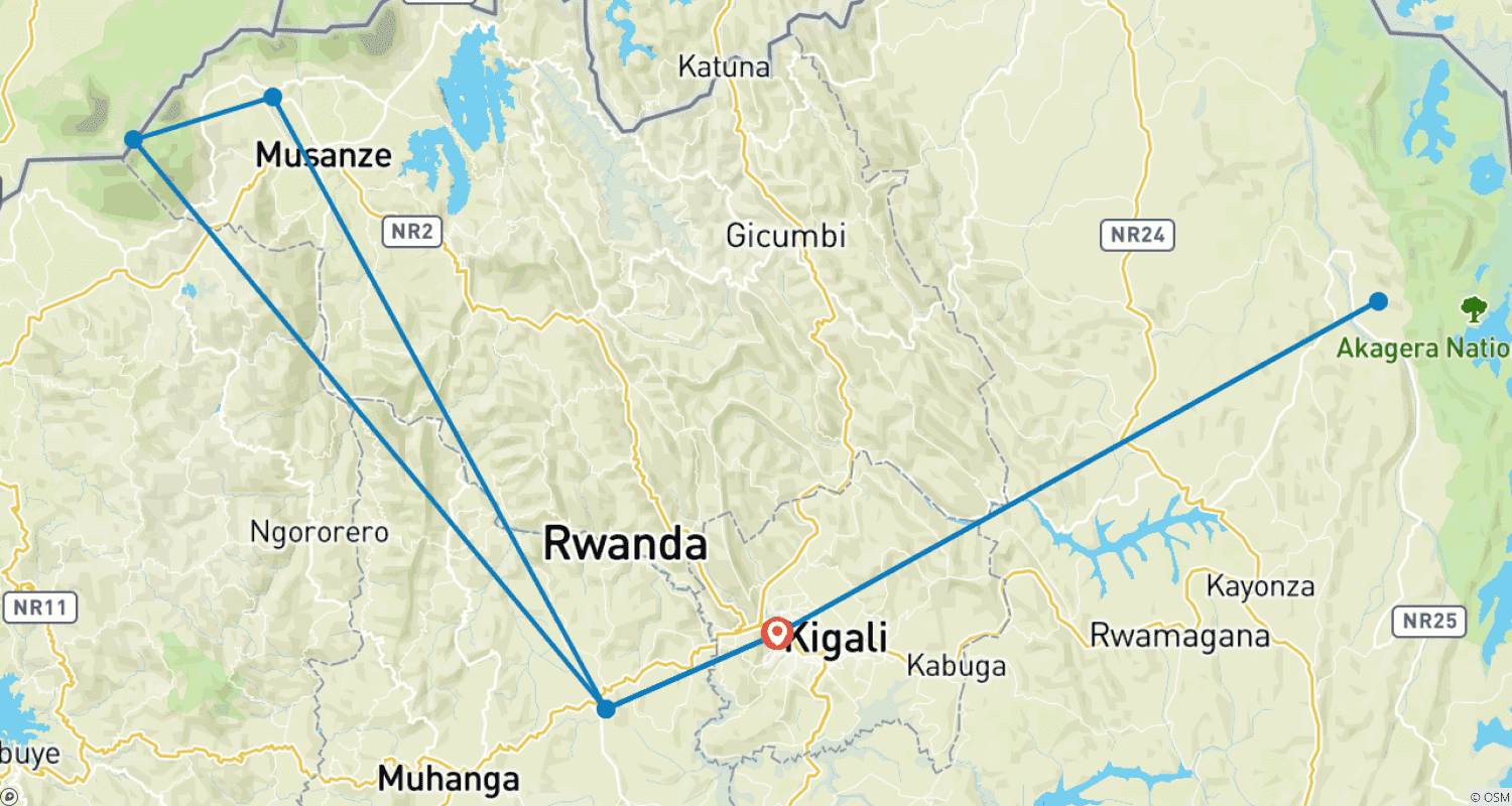 خريطة مسار 5 Days Discover Rwanda & Gorilla Trekking Adventure