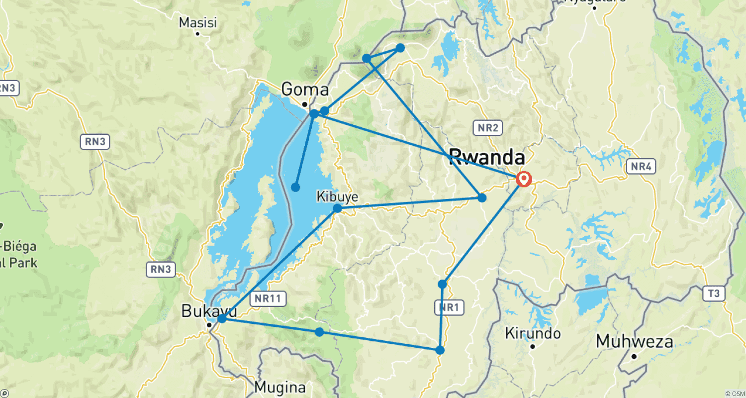 Mapa trasy: 9 Dni Rwanda: Doświadczenie z Gorylami i Safari