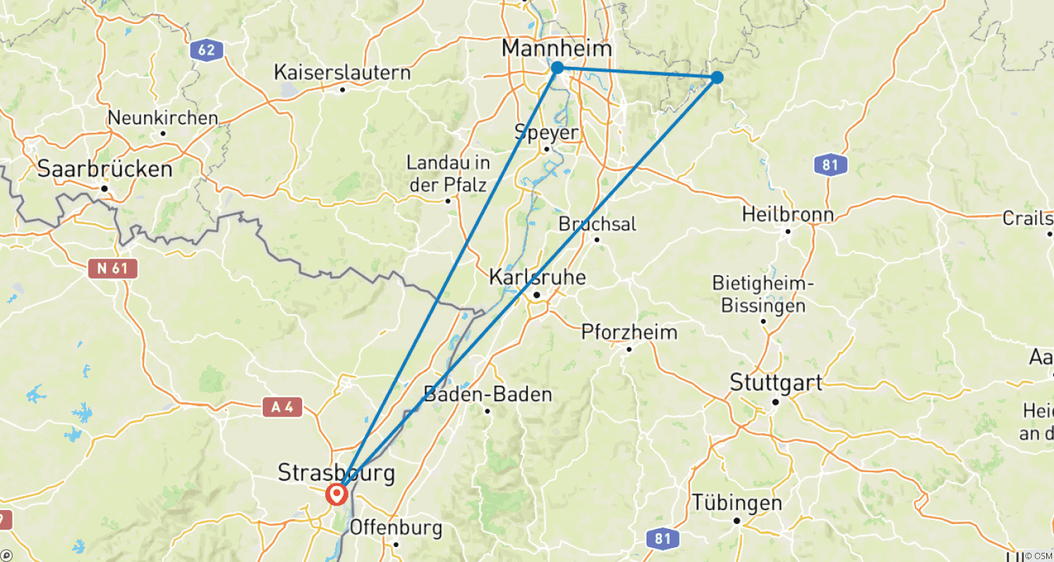 Mapa trasy: Dookoła Świata w Kulinarnych Rozkoszach (rejs z portu do portu)