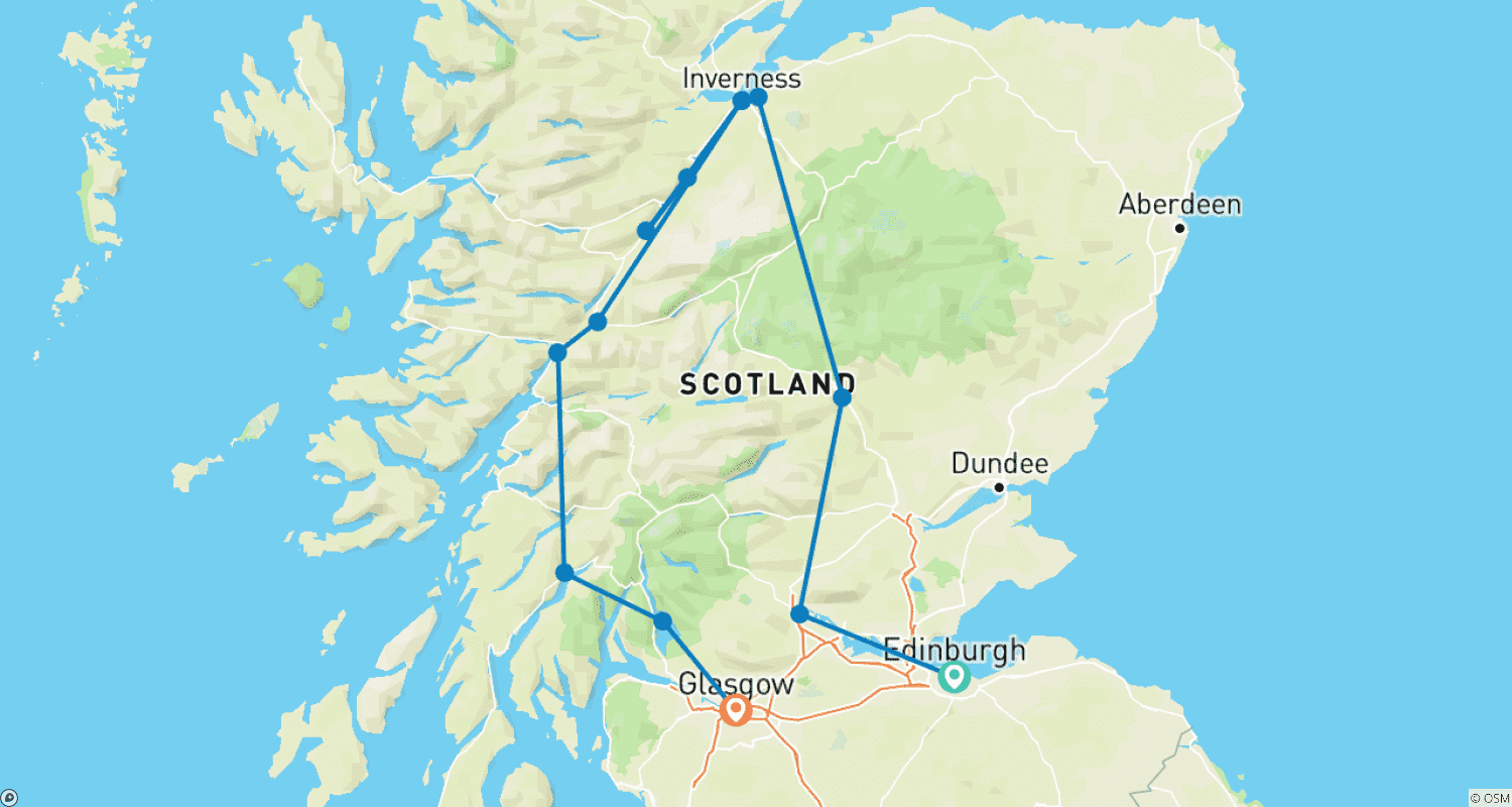 Mapa do percurso de Scotland