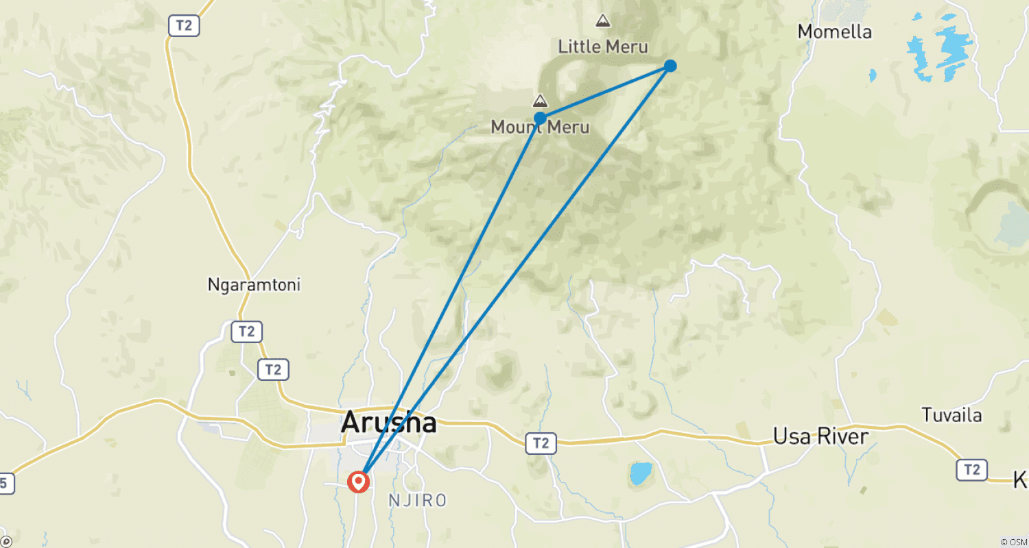 Mapa do percurso de Excursão de Trekking de 4 Dias ao Monte Meru + 2 noites de hotel