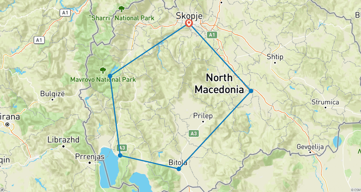 Mapa trasy: "Złota" Macedonia