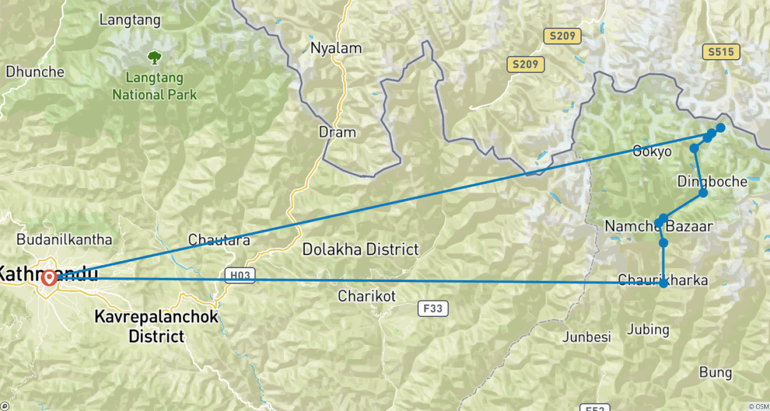Mapa trasy: Trek helikopterowy do Bazy pod Everestem