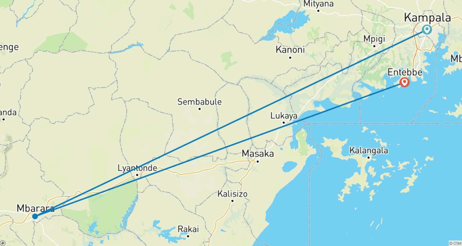 Mapa do percurso de Excursão Cultural de 5 Dias em Uganda