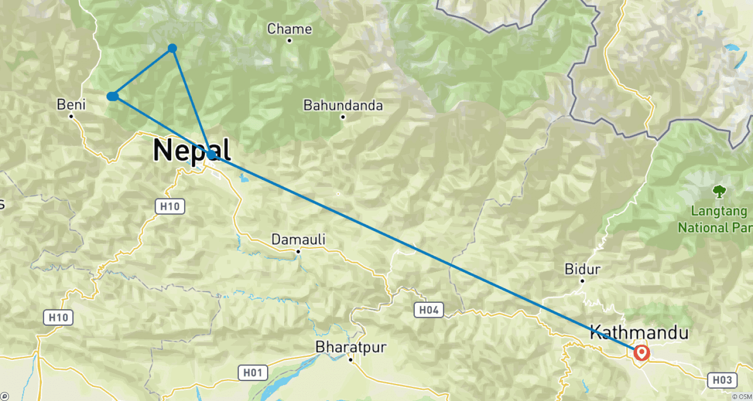Mapa trasy: Trekking na Poon Hill