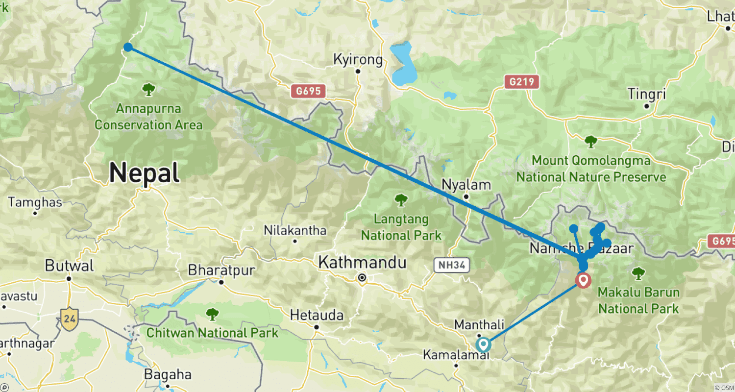 Mapa trasy: Trekking do Bazy pod Everestem