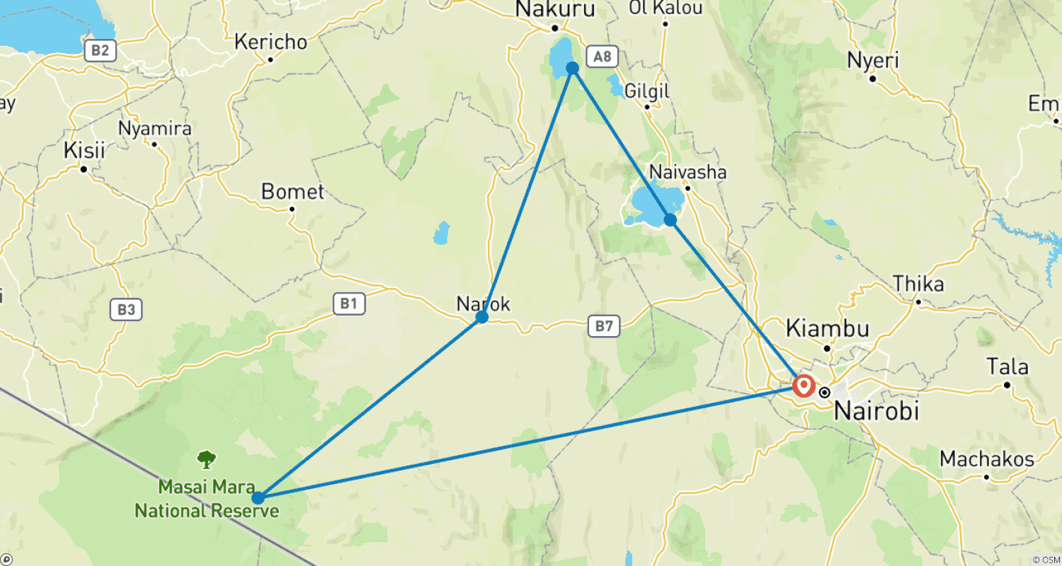 Mapa do percurso de Pelo Vale do Rift, Zebra Plains - Tour Privado