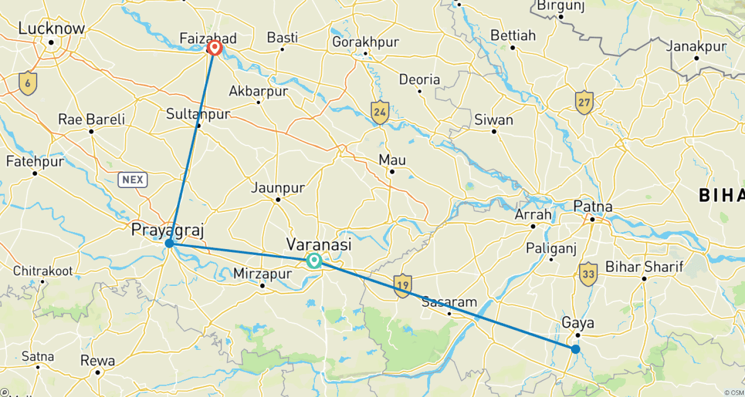 Mapa trasy: 6 Dni Kashi Ayodhya: Podróż ku Oświeceniu