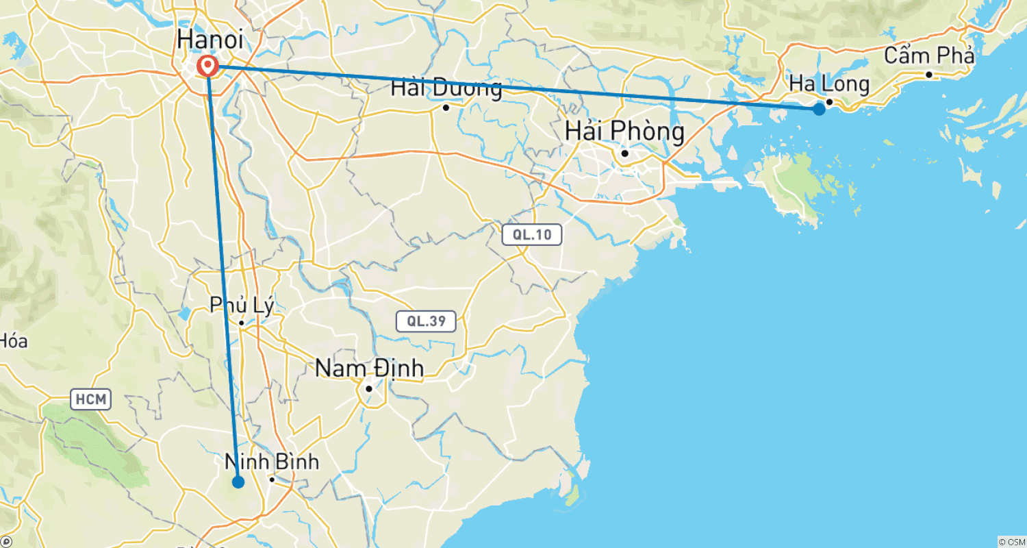 Mapa do percurso de Pacote de 5 Dias no Norte do Vietnã
