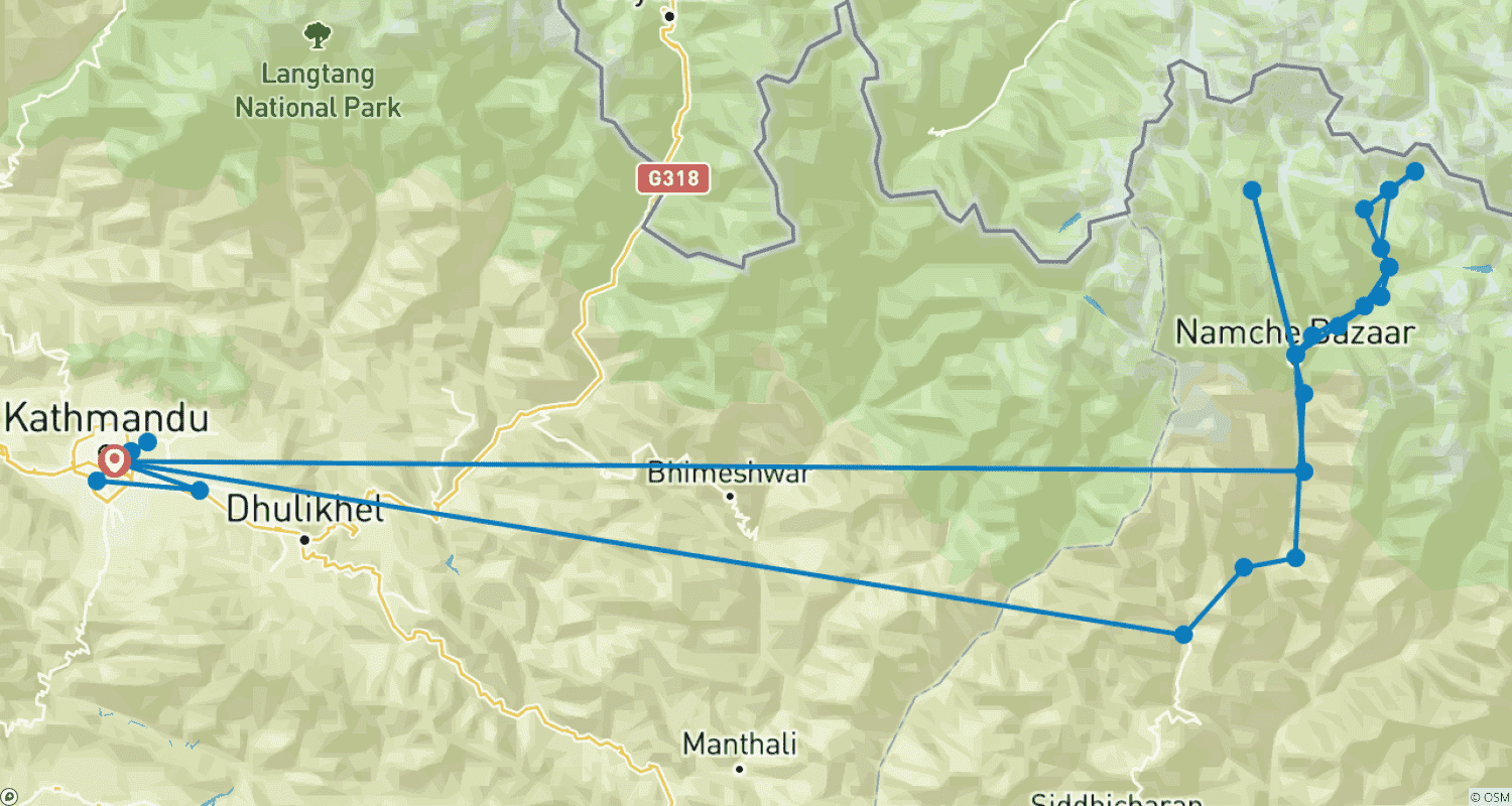 Mapa trasy: Phaplu do Bazy pod Everestem