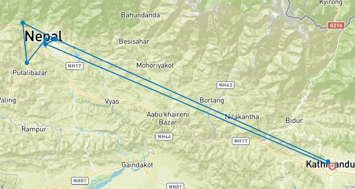 Mapa trasy: Trekking Dhampus Sarangkot