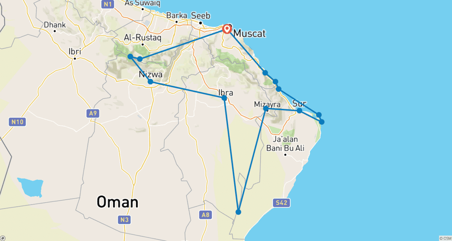 Mapa do percurso de Tour Dina | 5 Days Package