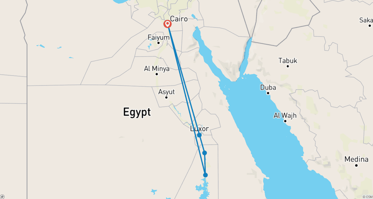 خريطة مسار Highlights of Egypt Tour - Explore Cairo, Luxor, Aswan With Hotels & Flights Included
