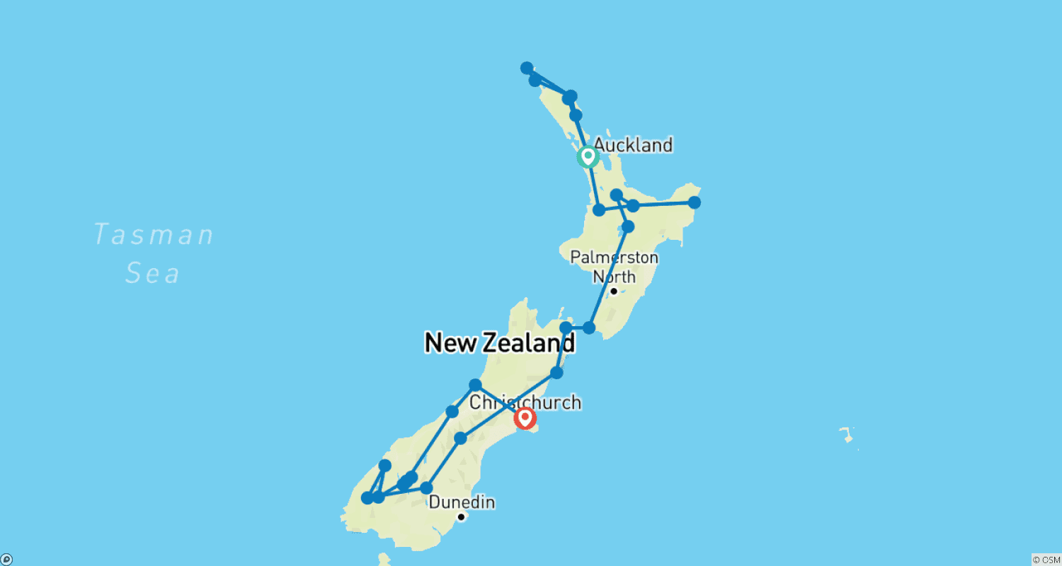 Mapa trasy: Kia Ora Nowa Zelandia