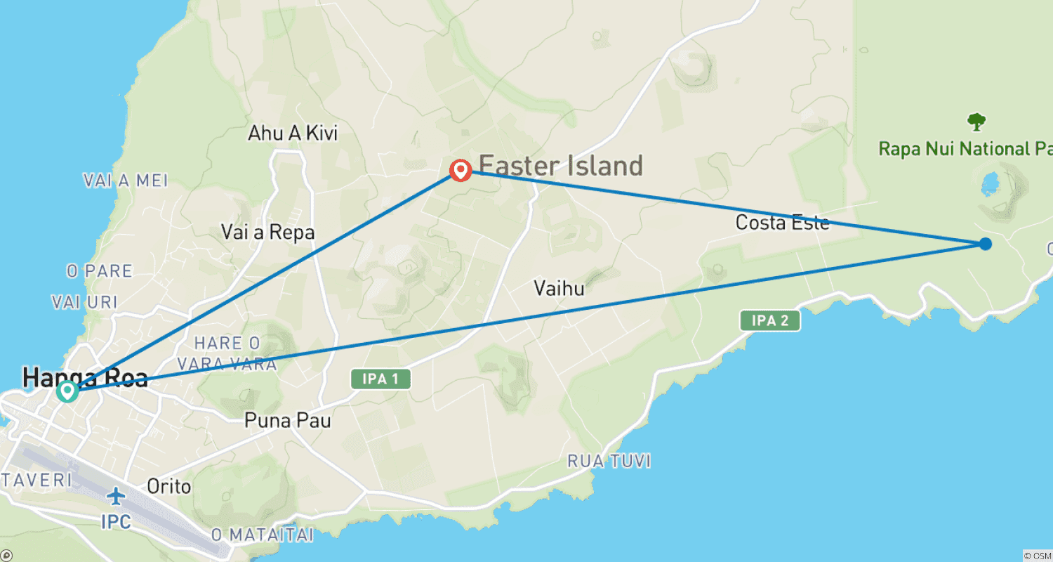 Mapa do percurso de Viagem de 6 dias à Ilha de Páscoa