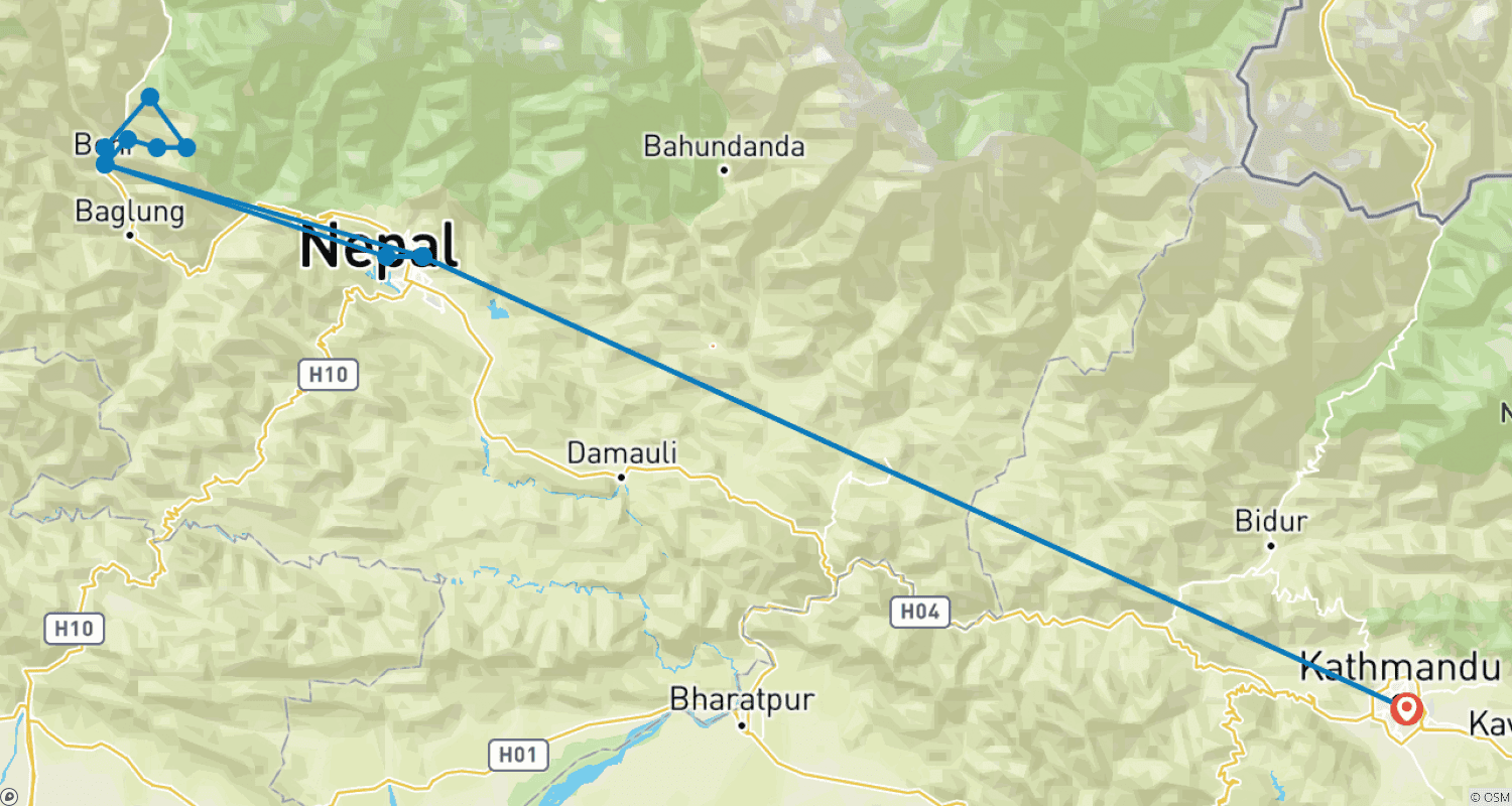 Mapa trasy: Trekking Mohare Danda