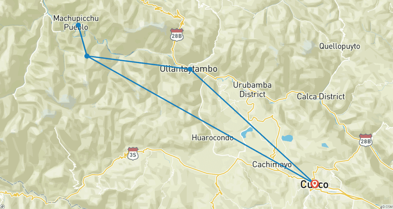 Mapa trasy: Trek Ancascocha do Machu Picchu 5 dni/4 noce