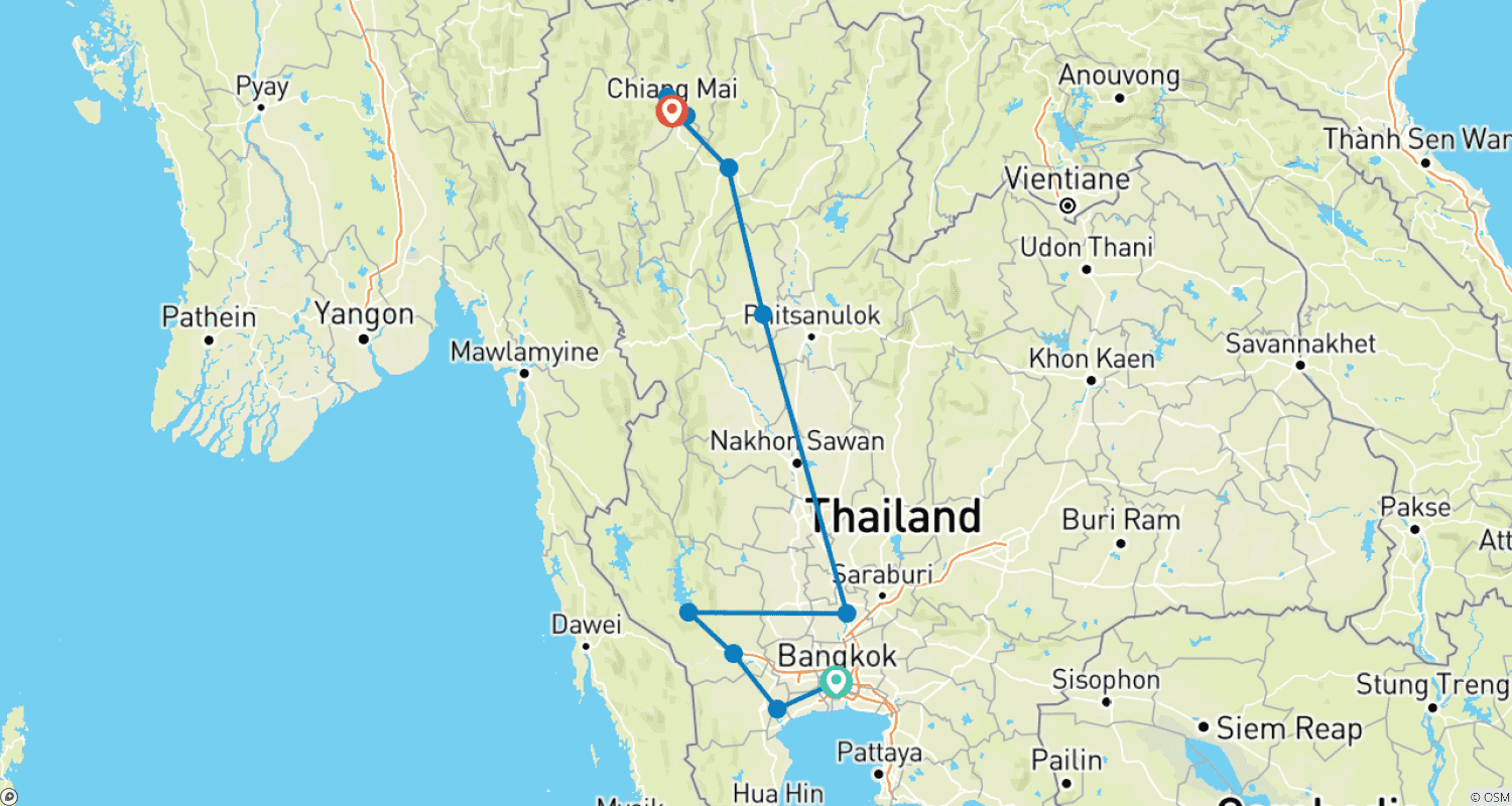 タイの宝物のルートマップ