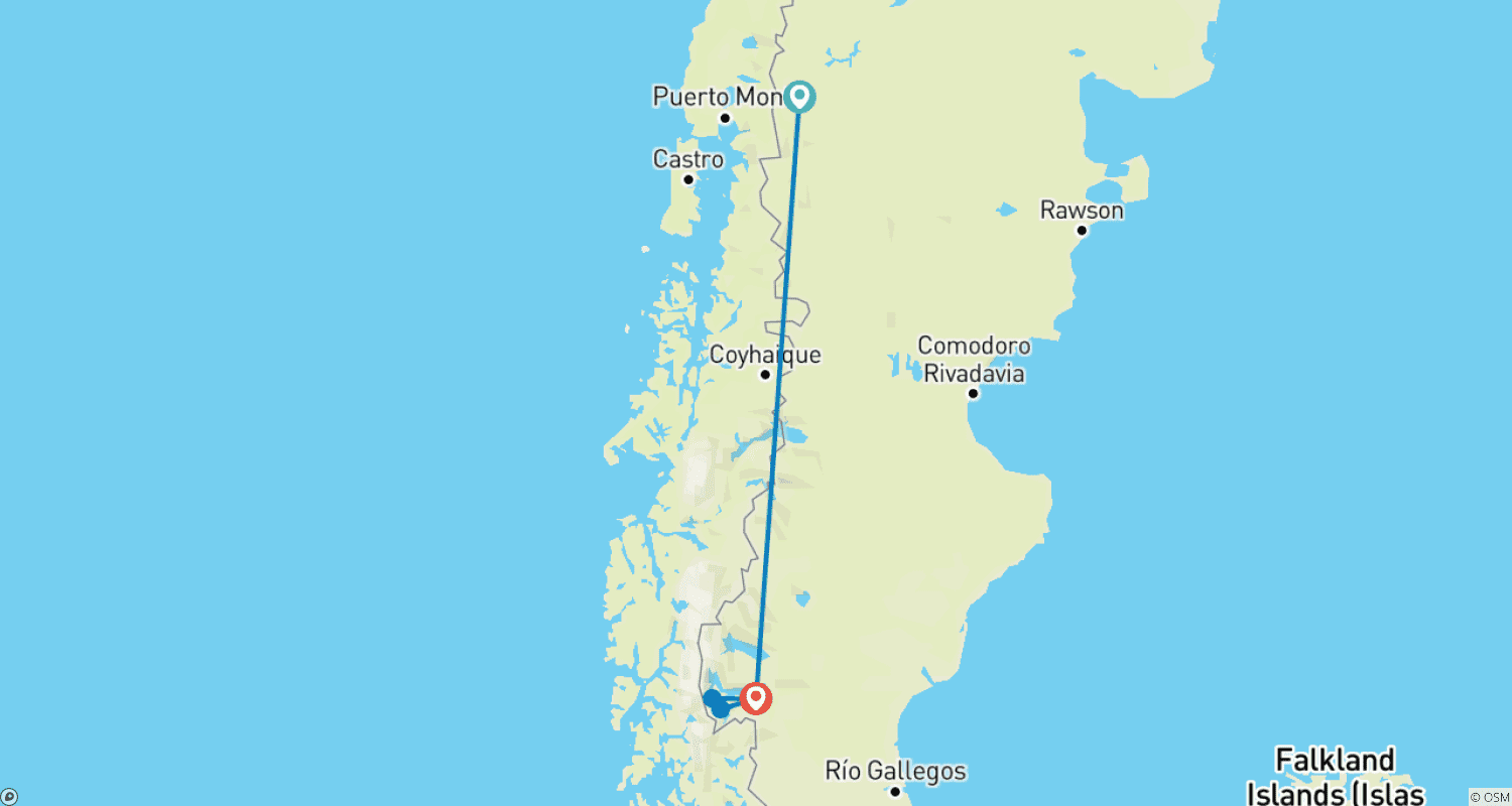 Mapa trasy: Argentyna: Bariloche i Calafate - 5 dni