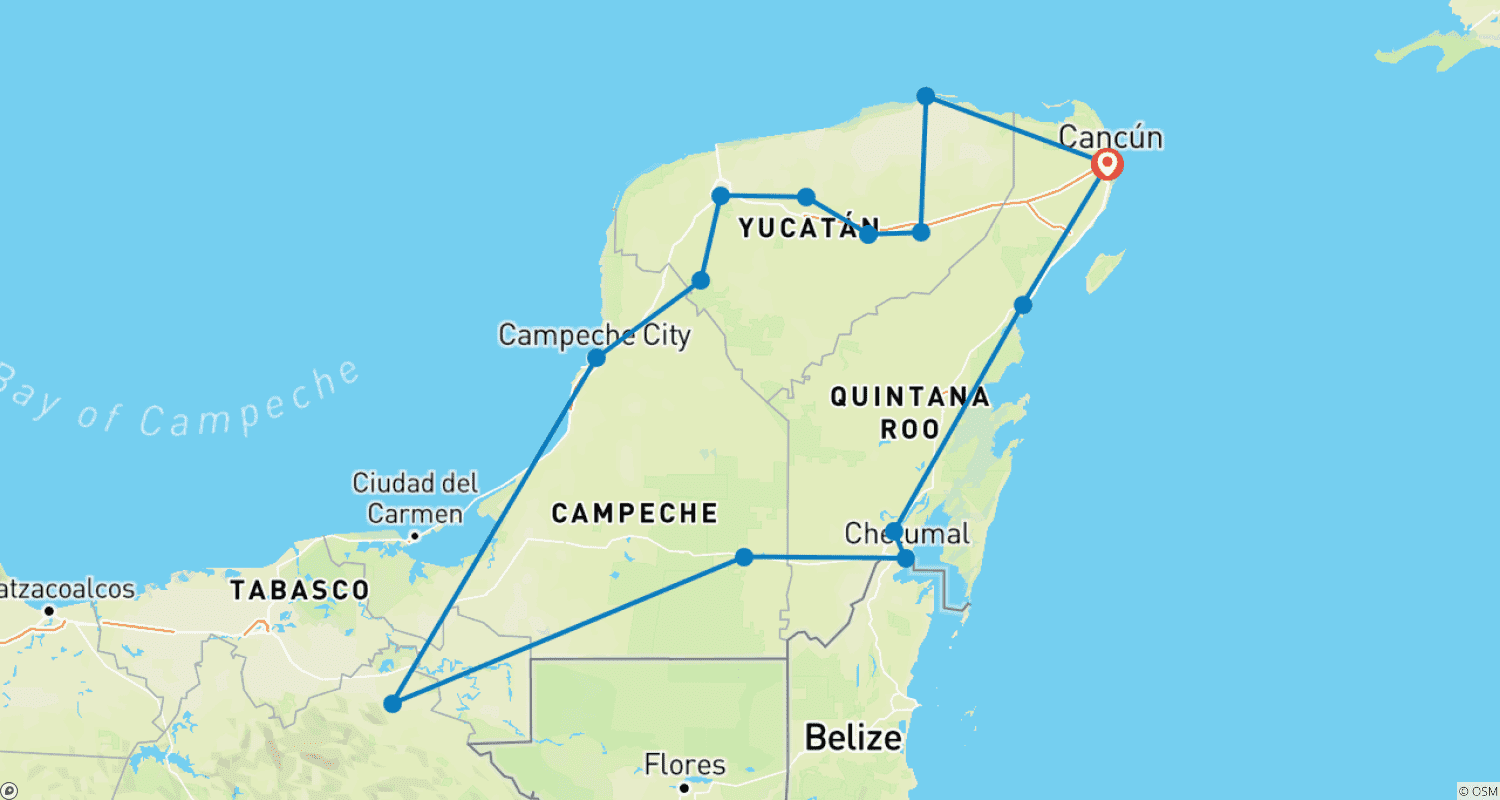 Mapa trasy: Cuda Majów