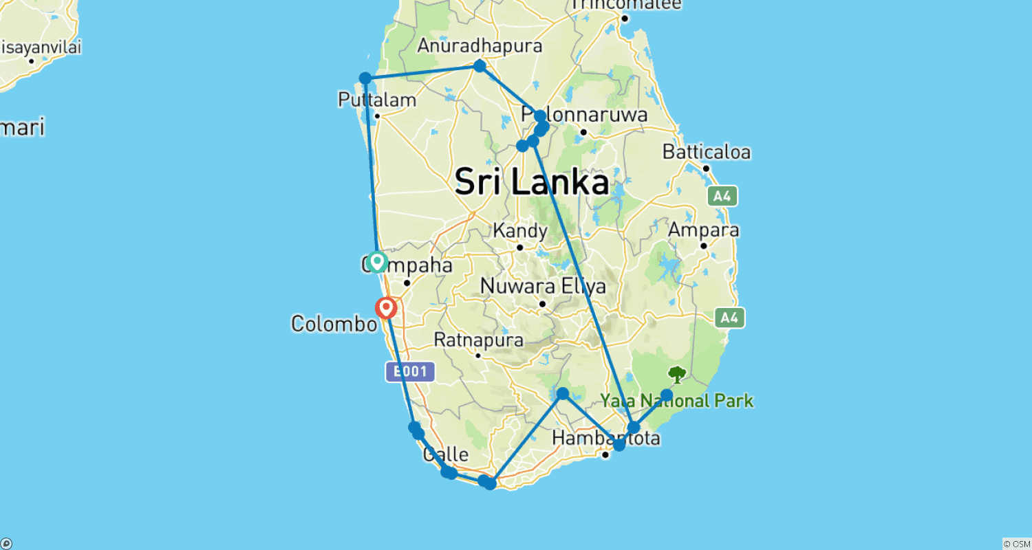 Sri Lanka Wildlife & Nature -  1のルートマップ