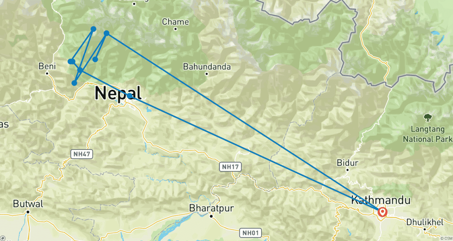 Mapa trasy: Trek do Bazy Annapurny