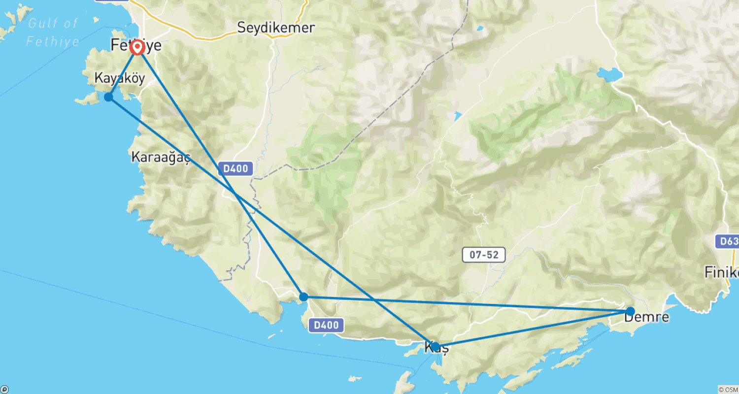 Sail Fethiye – Kekova – Fethiyeのルートマップ