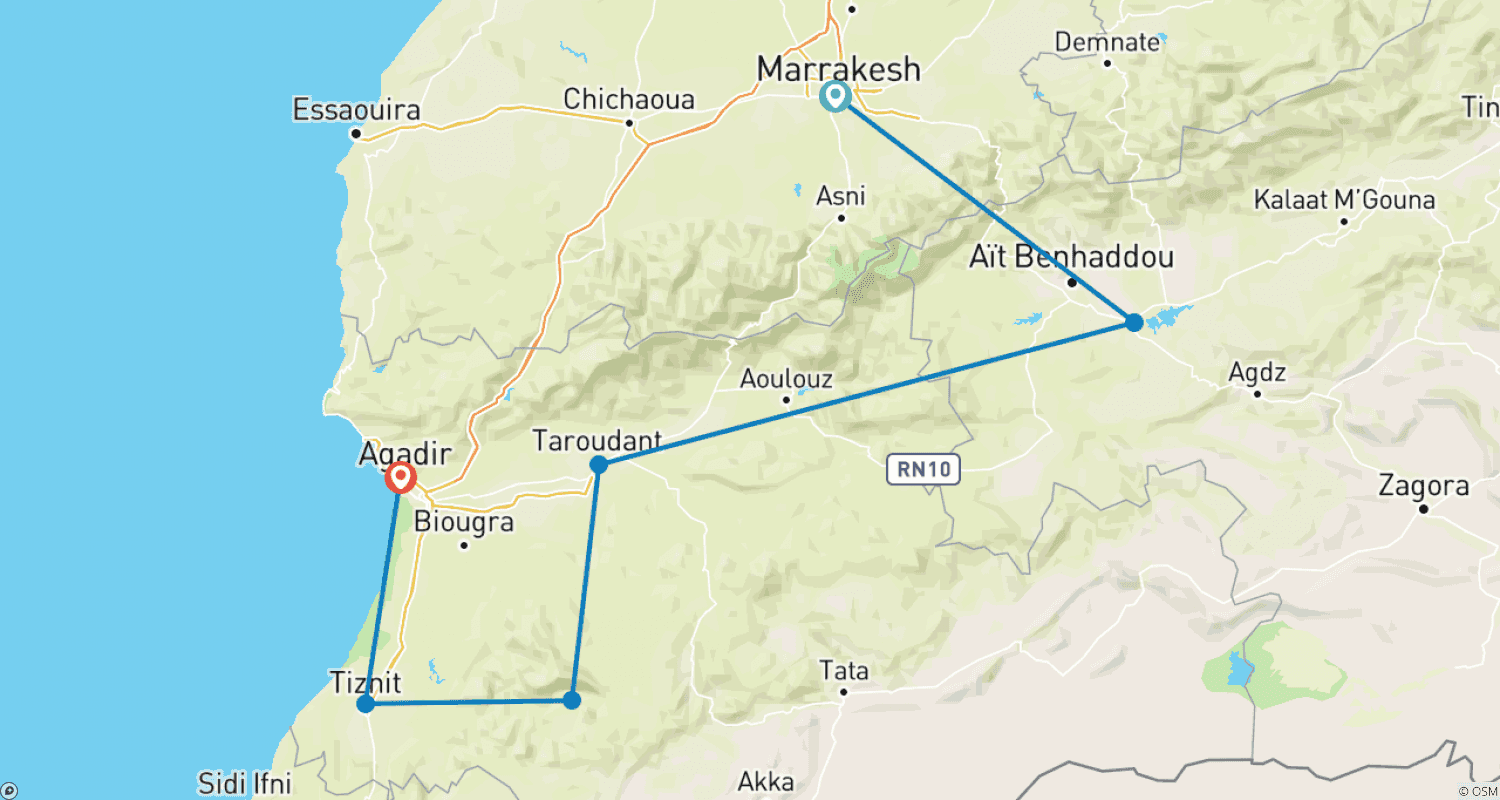 خريطة مسار Oasis of the South, Self-drive