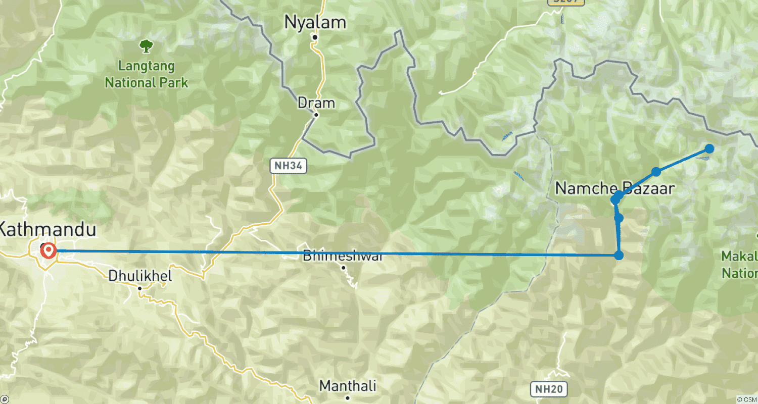 Mapa trasy: Wspinaczka na Island Peak - 14 Dni