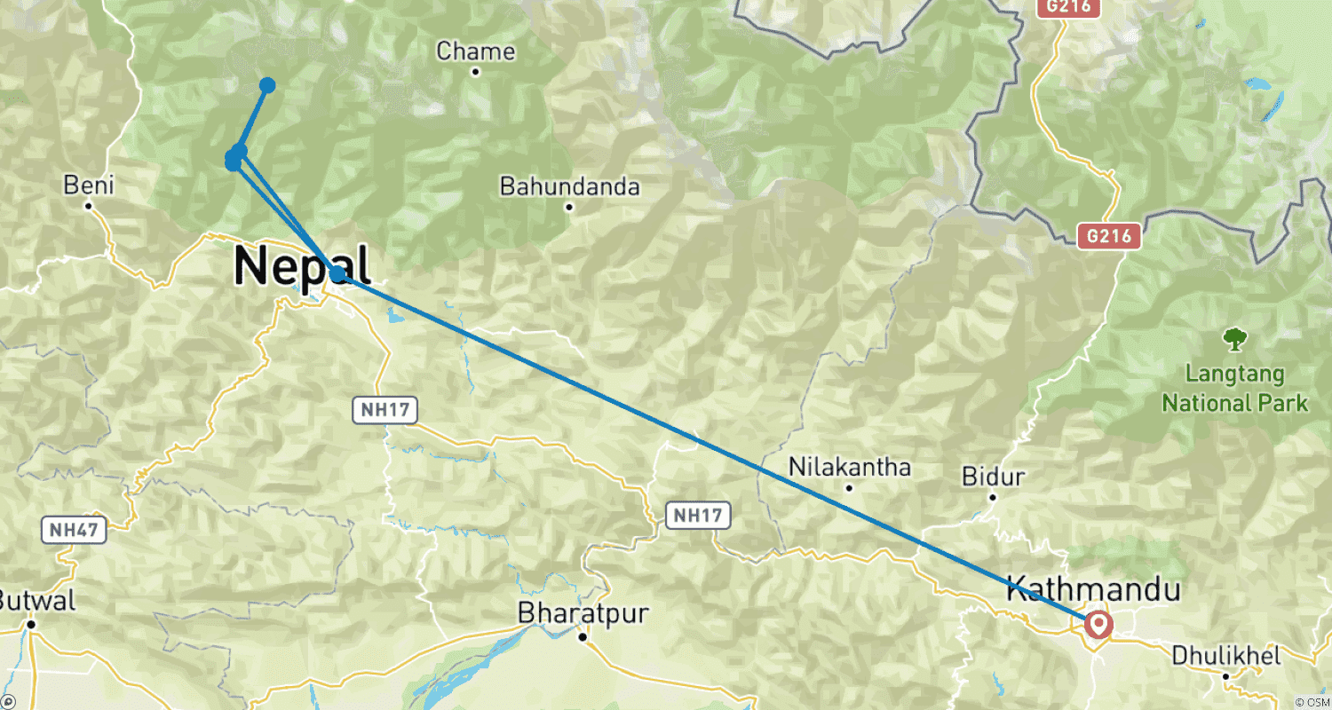 Mapa trasy: Trek do Bazy Annapurny – 10 dni