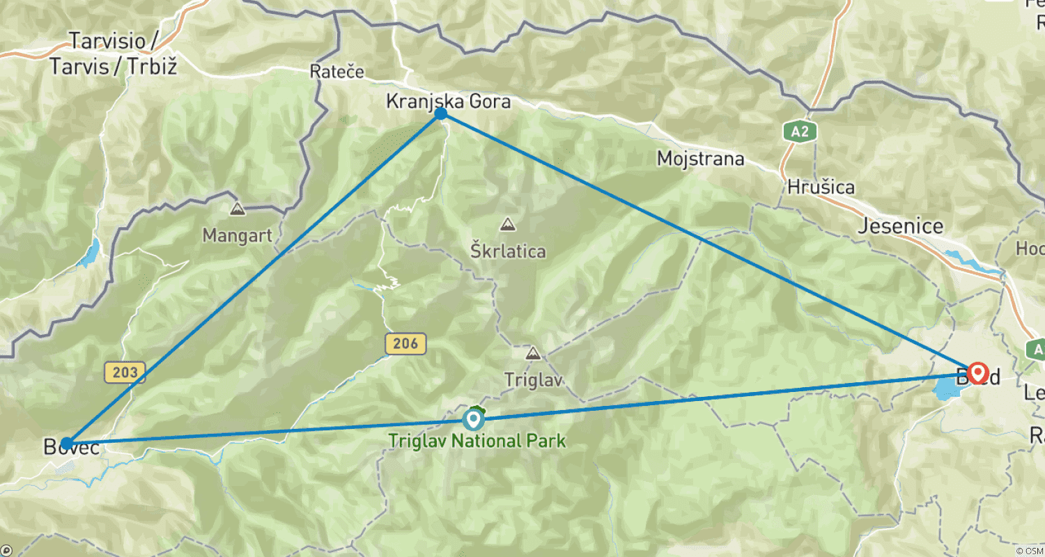 Mapa trasy: Tydzień Przygody | Ekskluzywny Prywatny tydzień wielu aktywności wokół Jeziora Bled