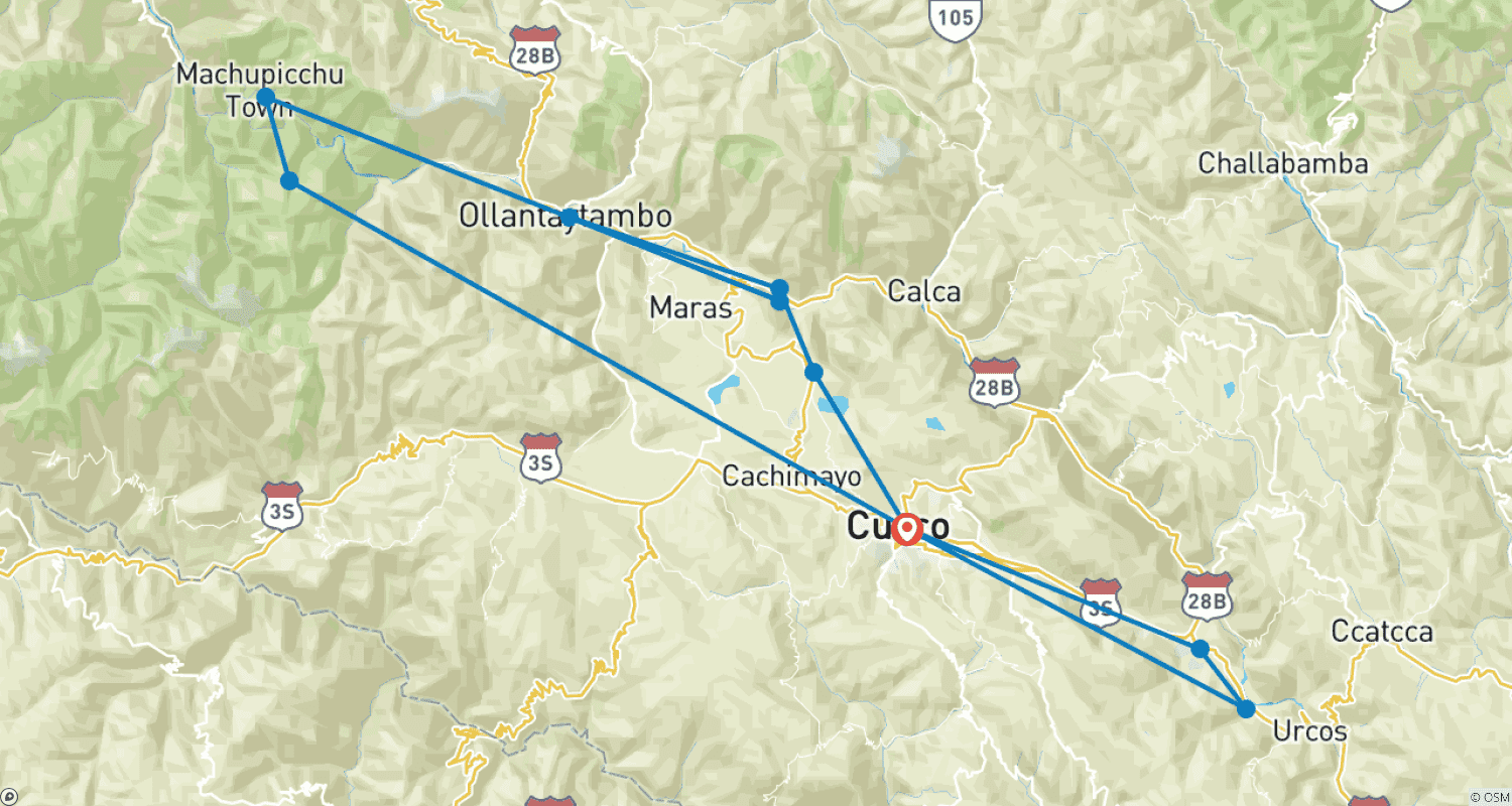Mapa do percurso de Descobrindo Cusco, Tour Privado