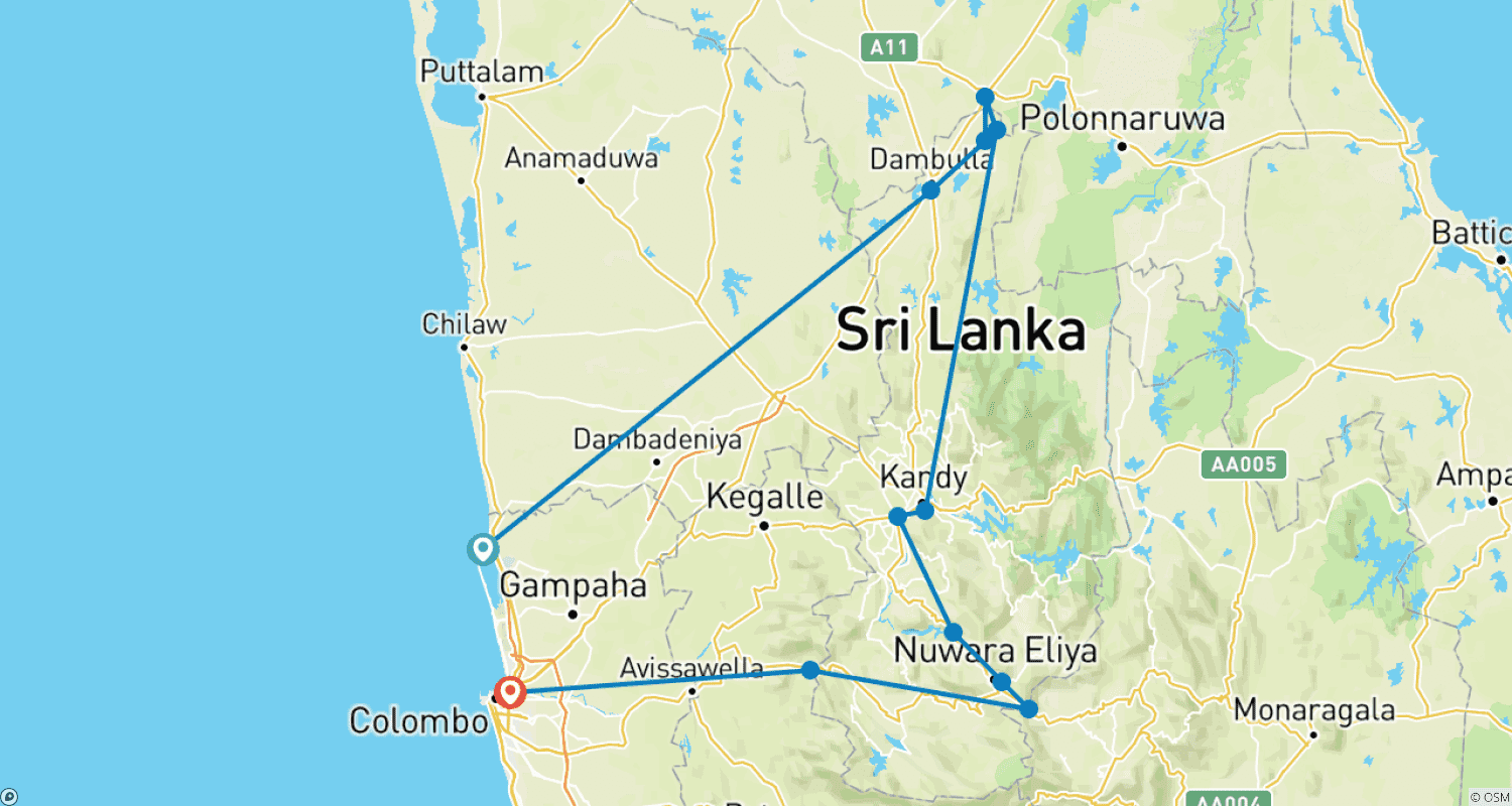 خريطة مسار Sri Lankan in Style - 5 Days