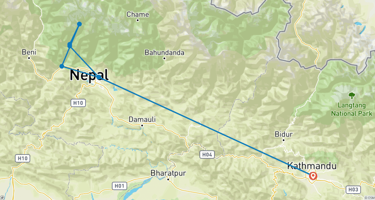 Mapa trasy: Trek do Obozu Bazowego Annapurny - 10 nocy/11 dni