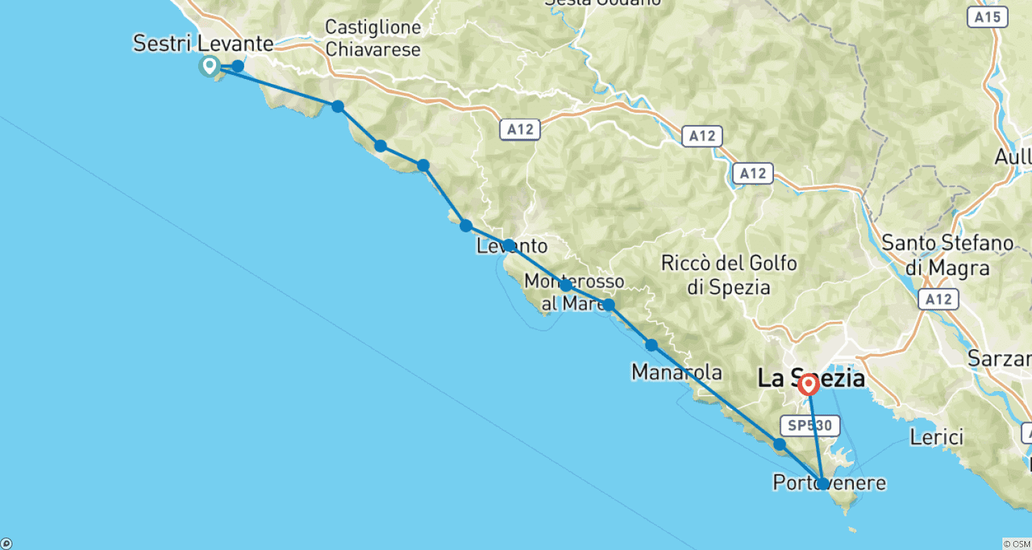 خريطة مسار Cinque Terre: جولة مشي ذاتية التوجيه - 7 أيام من Sestri Levante