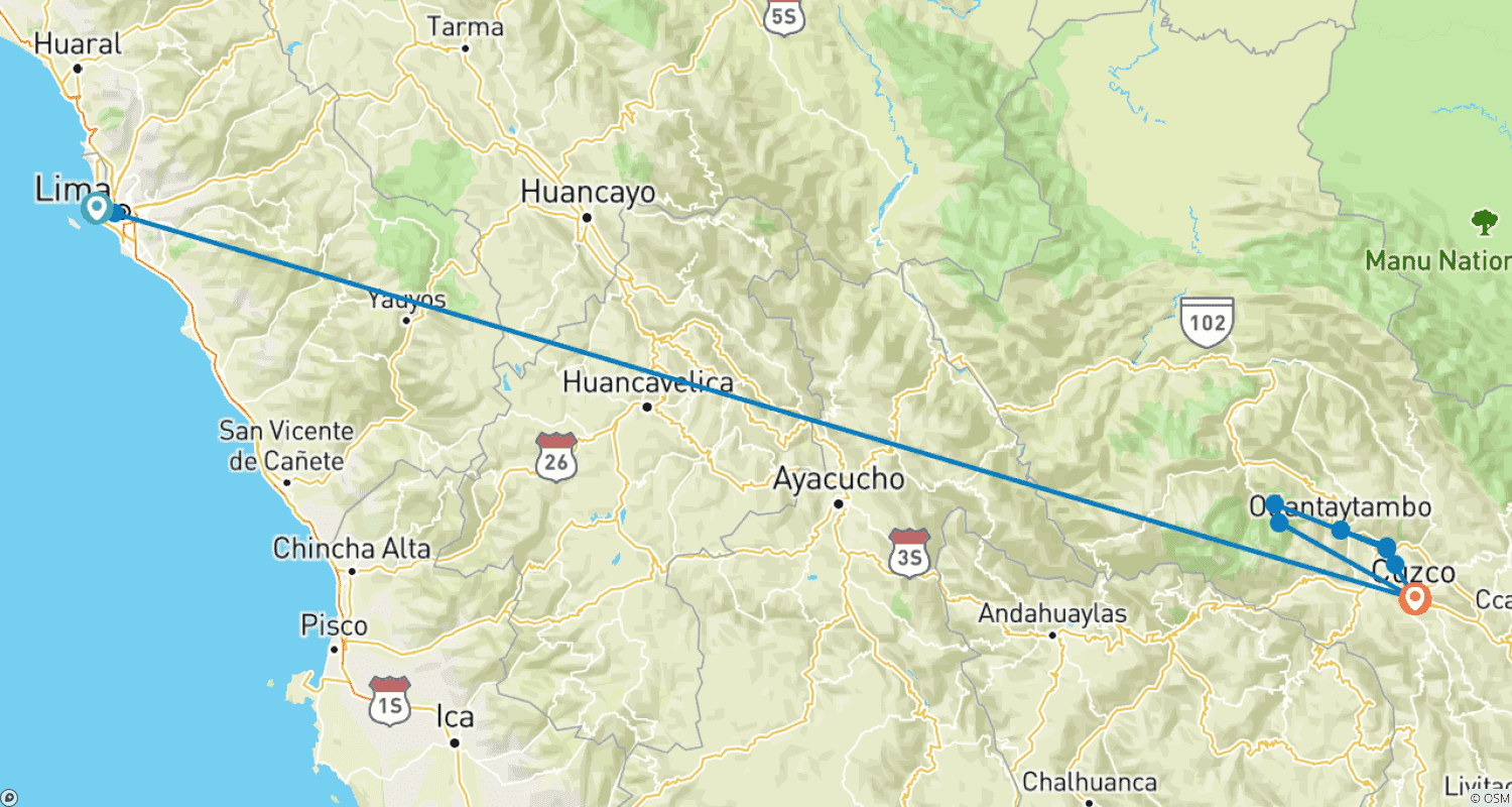 Mapa trasy: Niezwykłe Peru, Prywatna wycieczka